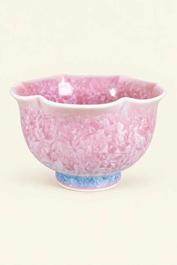 Frost Bloom Blush-Blue Ceramic Tea Cup