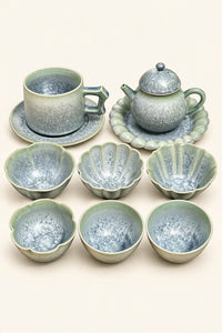 Frost Bloom Blue-Green Ceramic Tableware Set