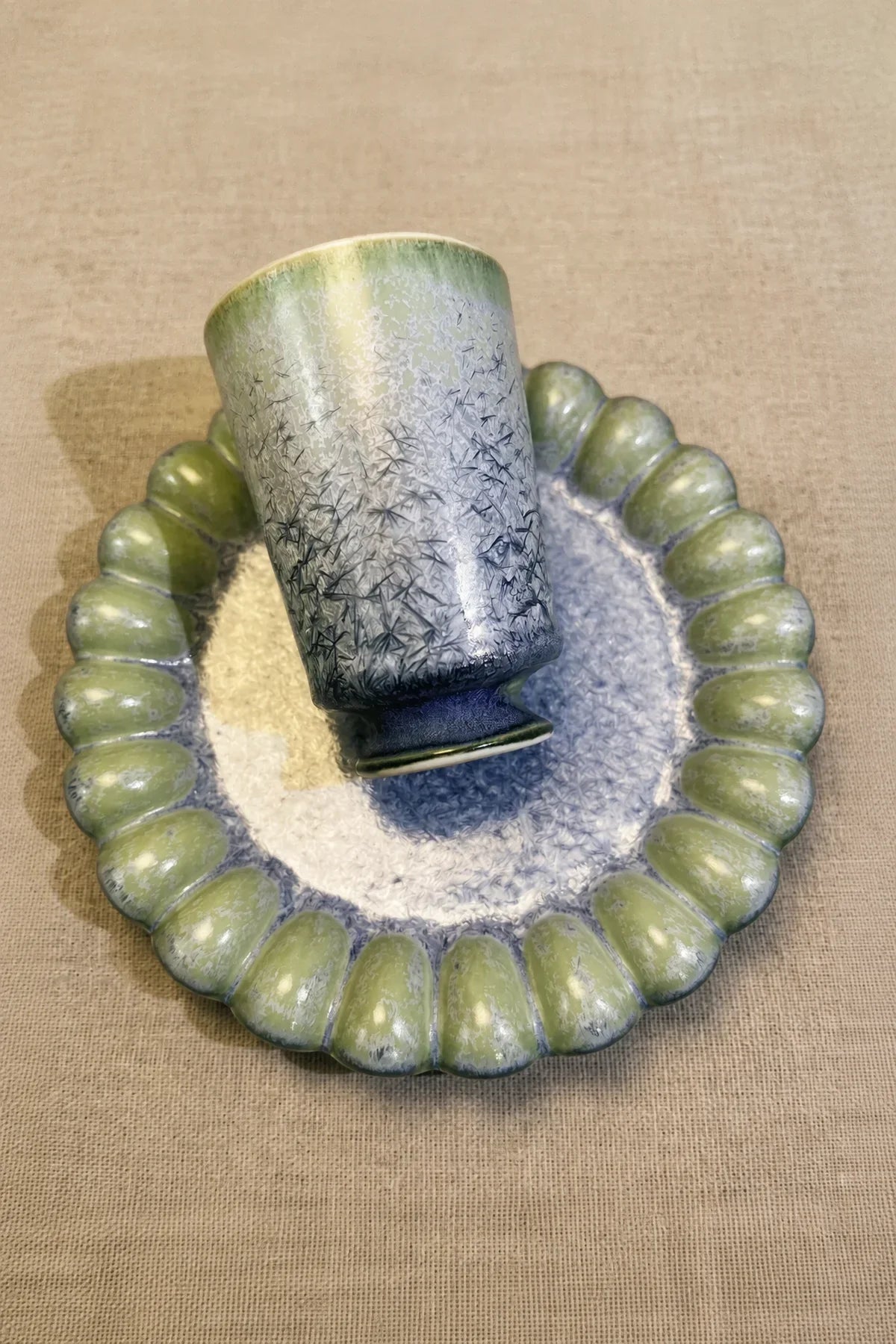 Frost Bloom Blue-Green Ceramic Tableware Set