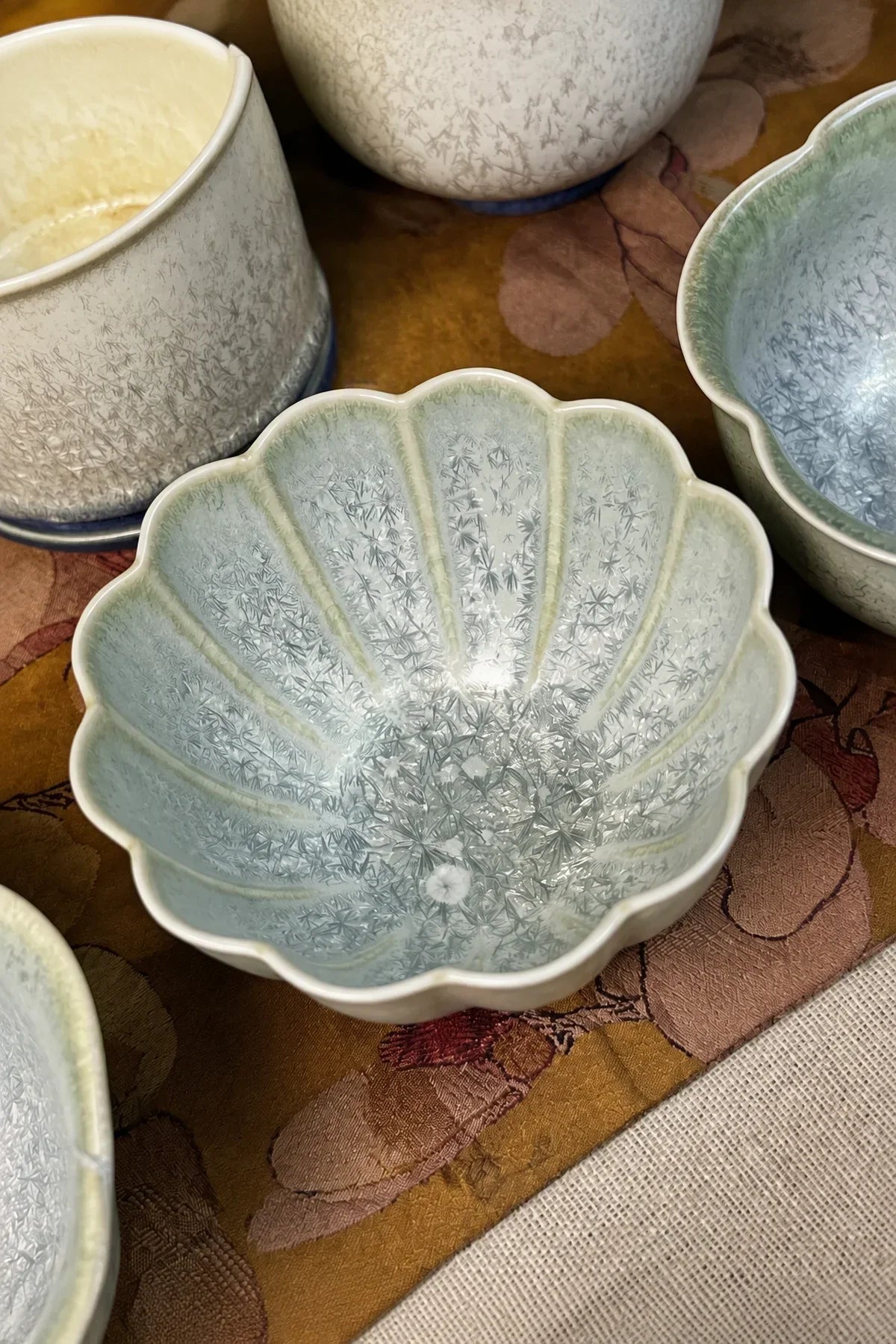 Frost Bloom Blue-Green Ceramic Tableware Set