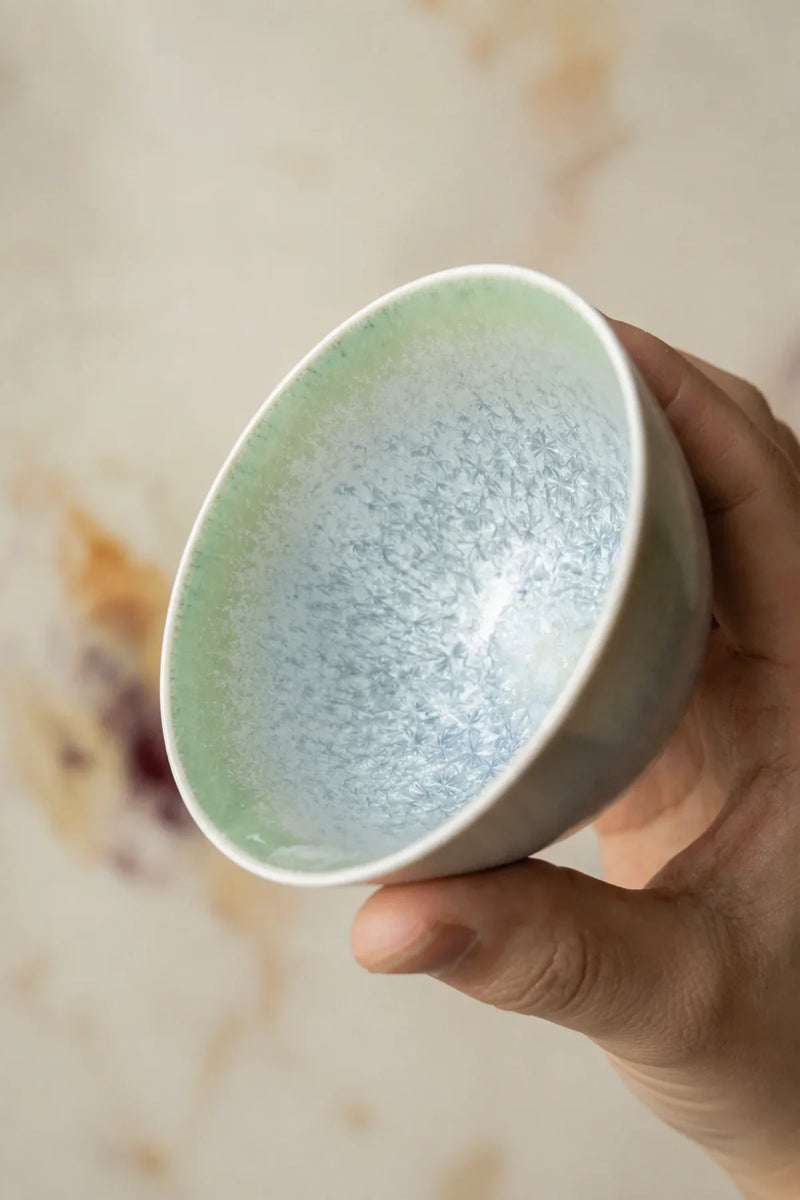 Frosted Tide Blue-Green Ceramic Tea Cup