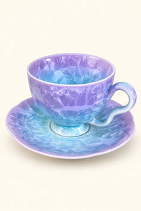 Aurora Bloom Lilac-Blue Ceramic Teacup Set