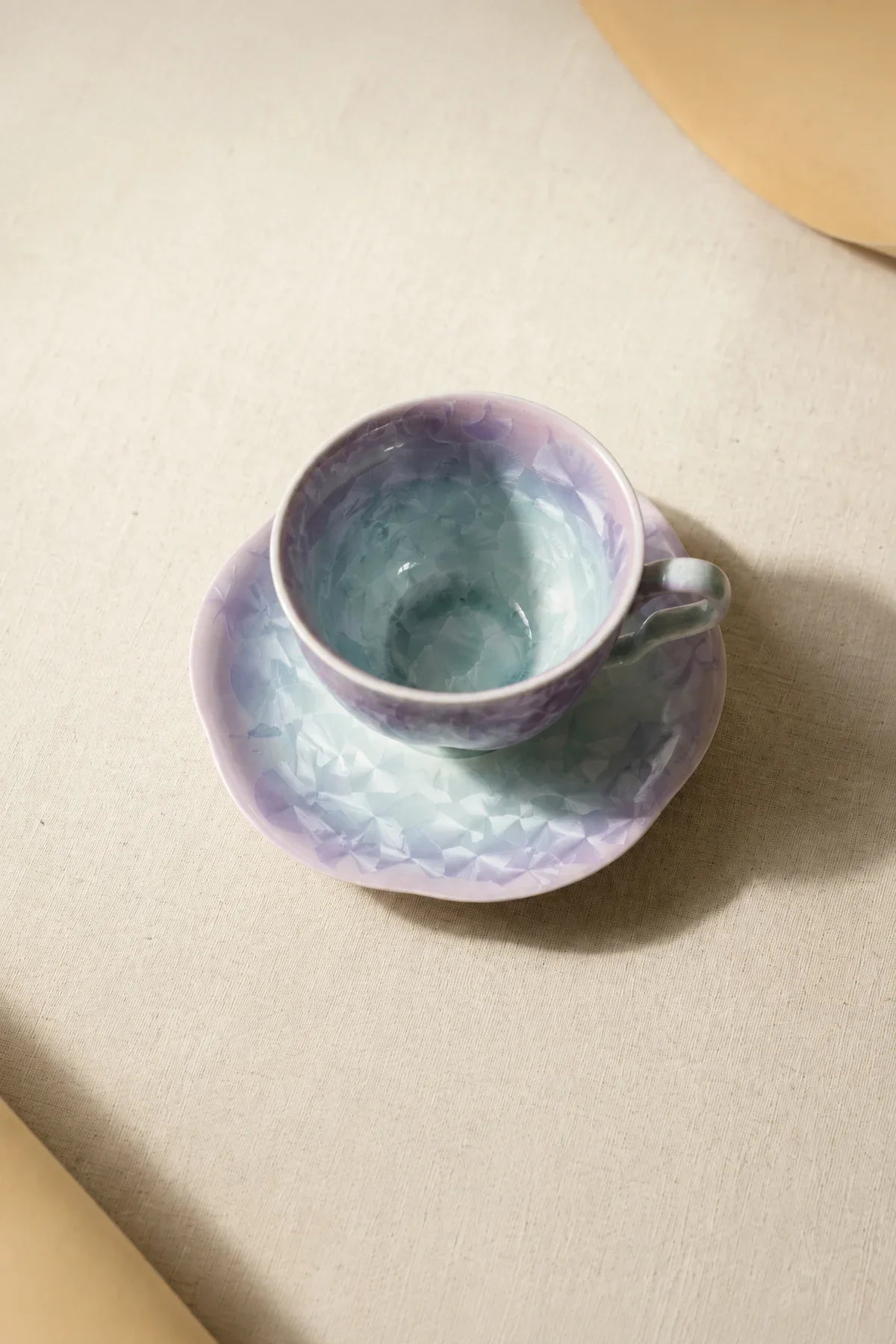 Aurora Bloom Lilac-Blue Ceramic Teacup Set