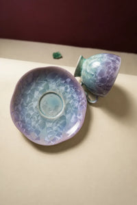 Aurora Bloom Lilac-Blue Ceramic Teacup Set