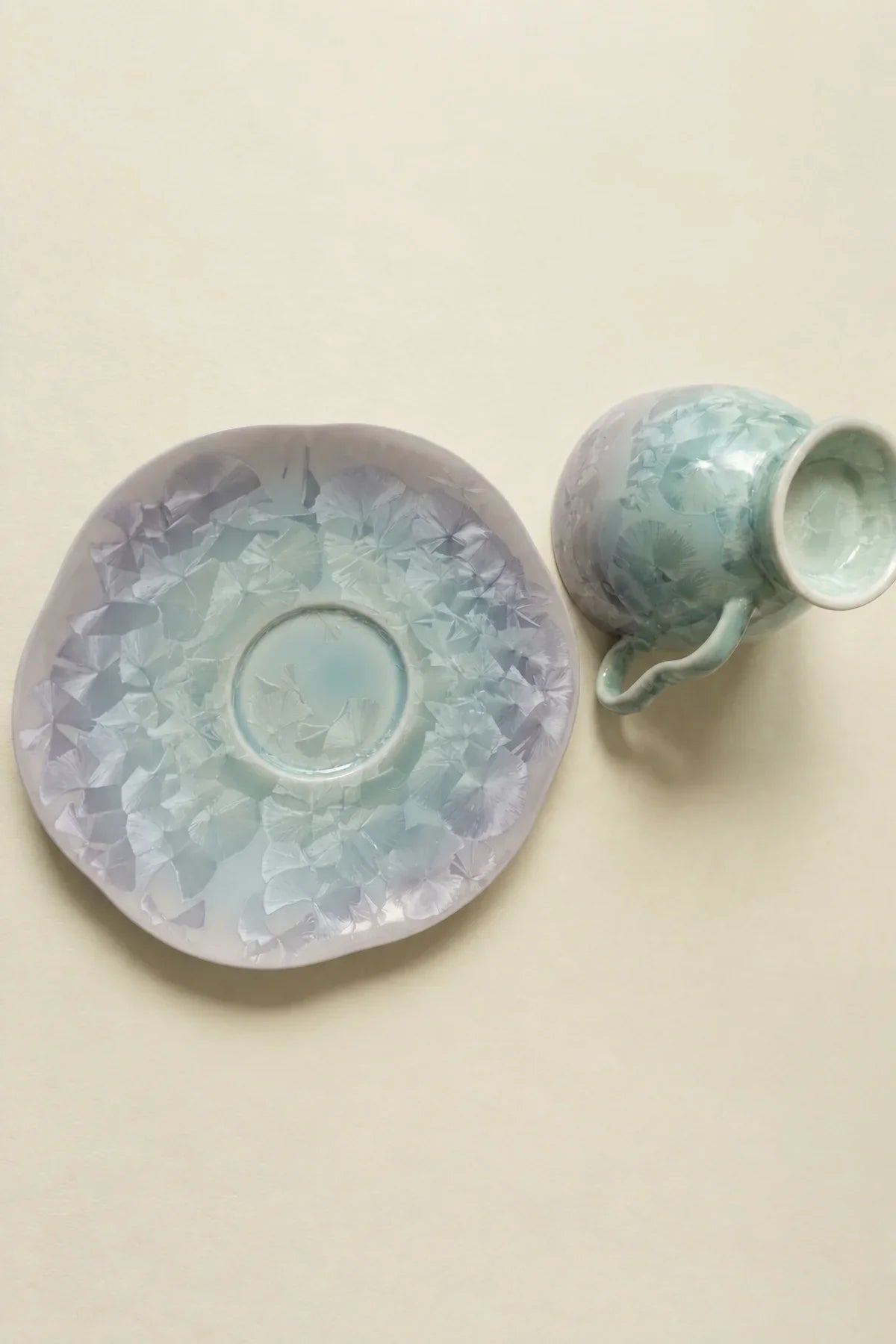 Aurora Bloom Lilac-Blue Ceramic Teacup Set