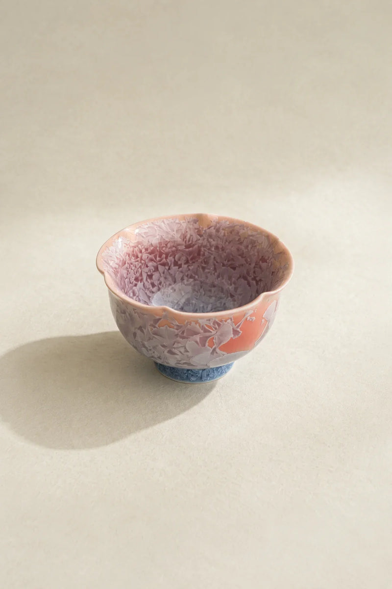 Frost Bloom Blush-Blue Ceramic Tea Cup