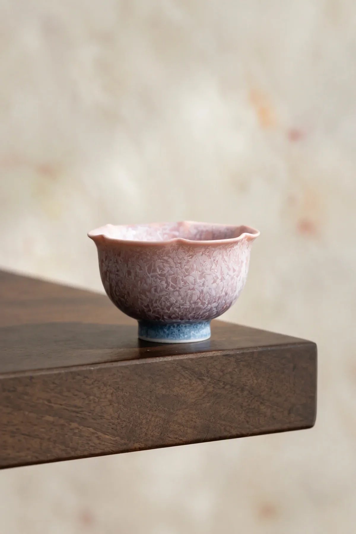Frost Bloom Blush-Blue Ceramic Tea Cup
