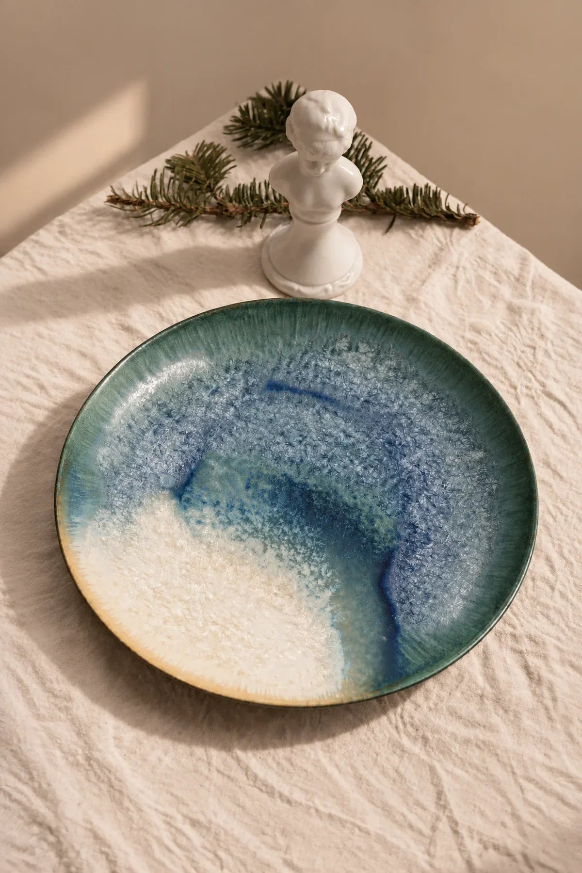 Khingan Night Blue-Green Ceramic Serving Plate