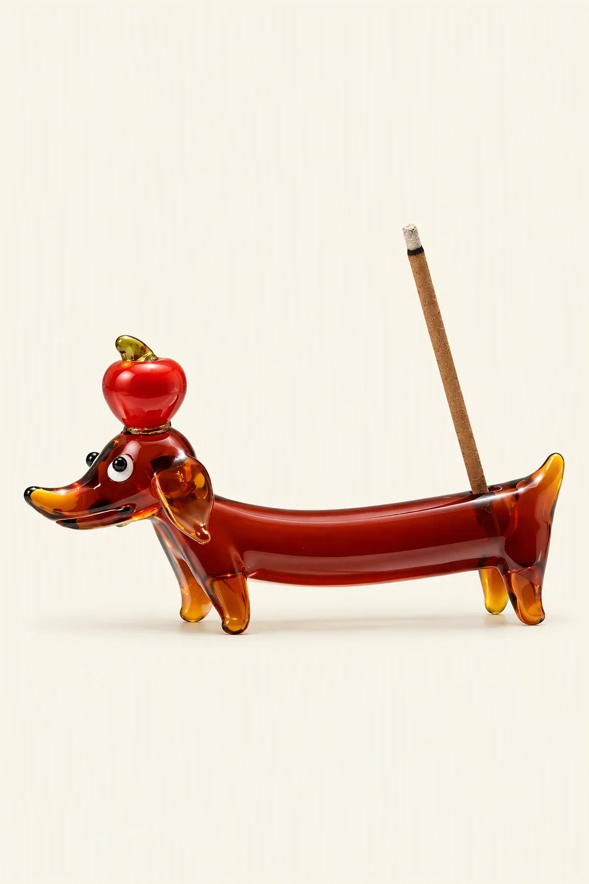 Apple of My Eye Amber Glass Incense Holder