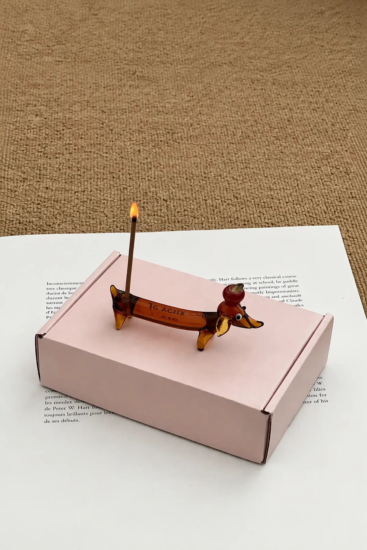 Apple of My Eye Amber Glass Incense Holder
