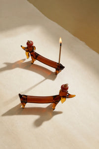 Apple of My Eye Amber Glass Incense Holder