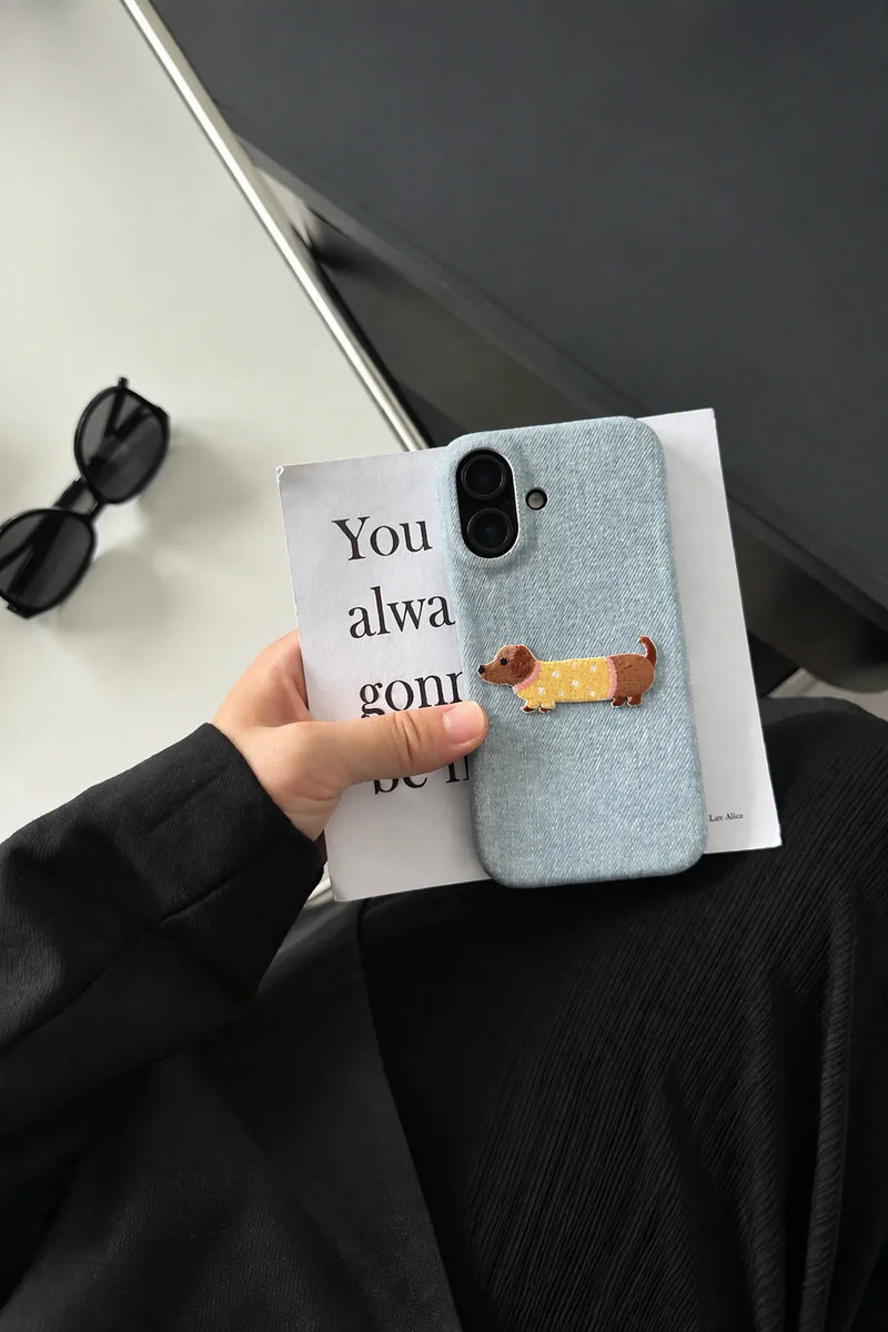 Canine Wardrobe Denim-Look Fabric Phone Case
