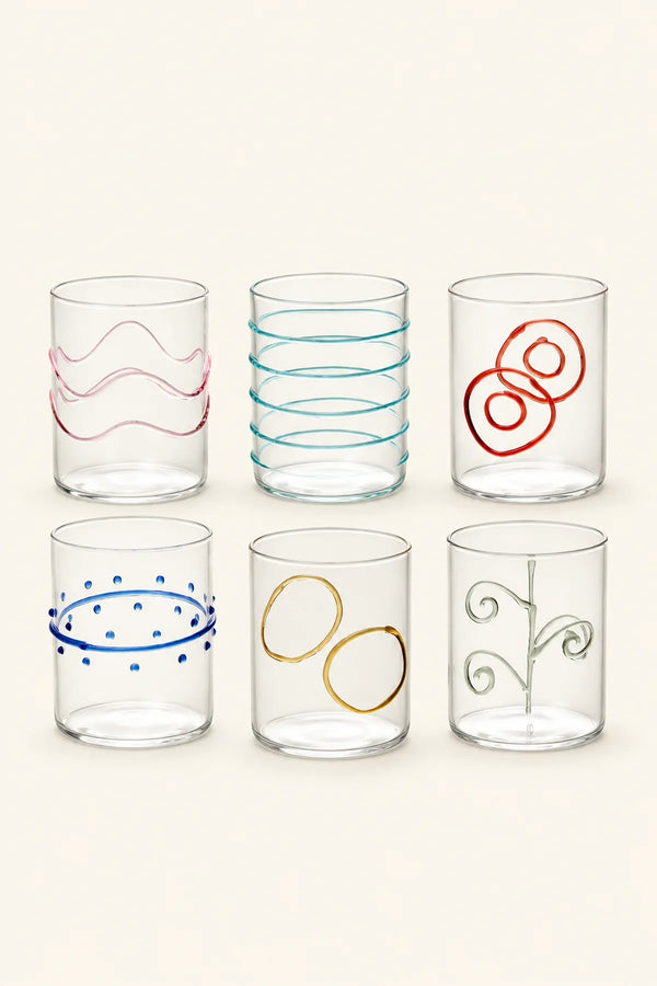Scribble Accent Clear Borosilicate Glass Tumbler
