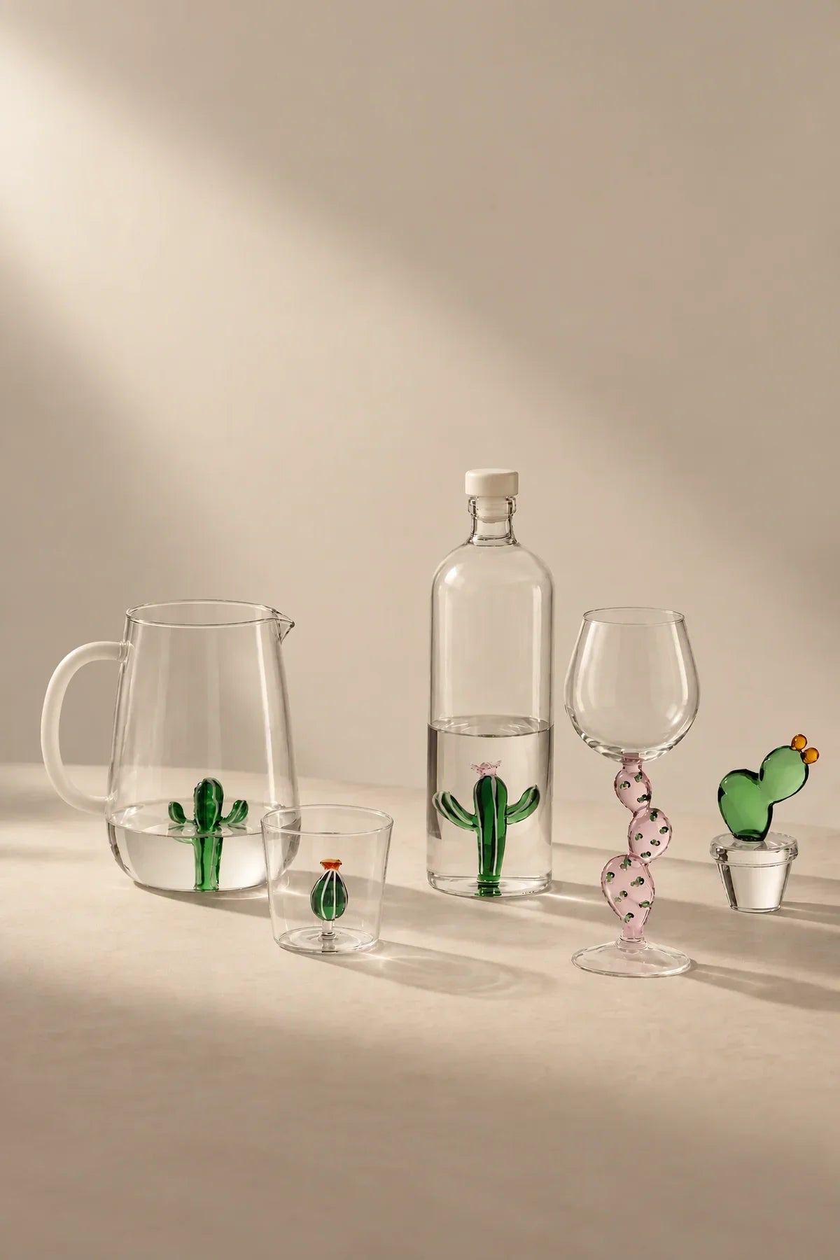 Desert Bloom Green Borosilicate Glass Vase