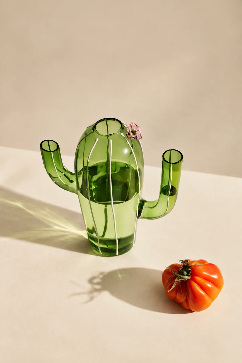 Desert Bloom Green Borosilicate Glass Vase