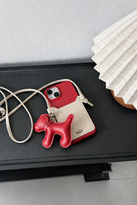 Walking Dog Tan PU Leather Crossbody Case