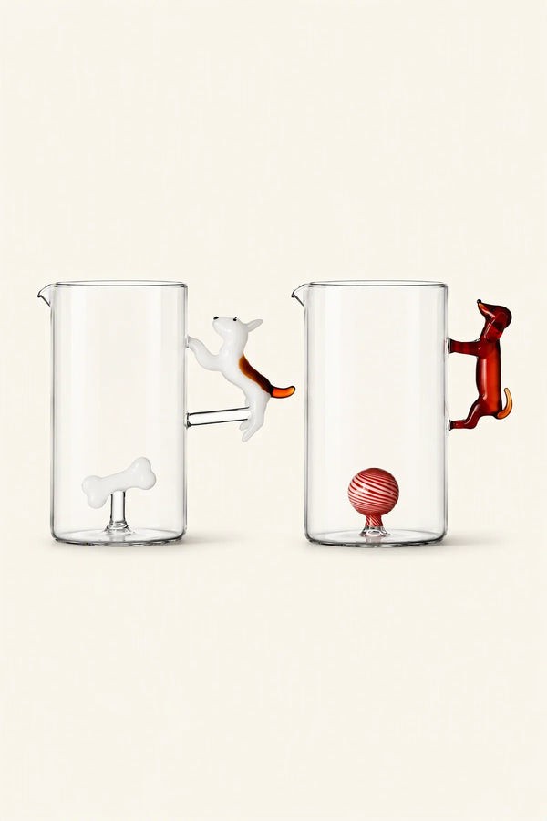 Studio Picnic Clear Glass Dog Pitcher