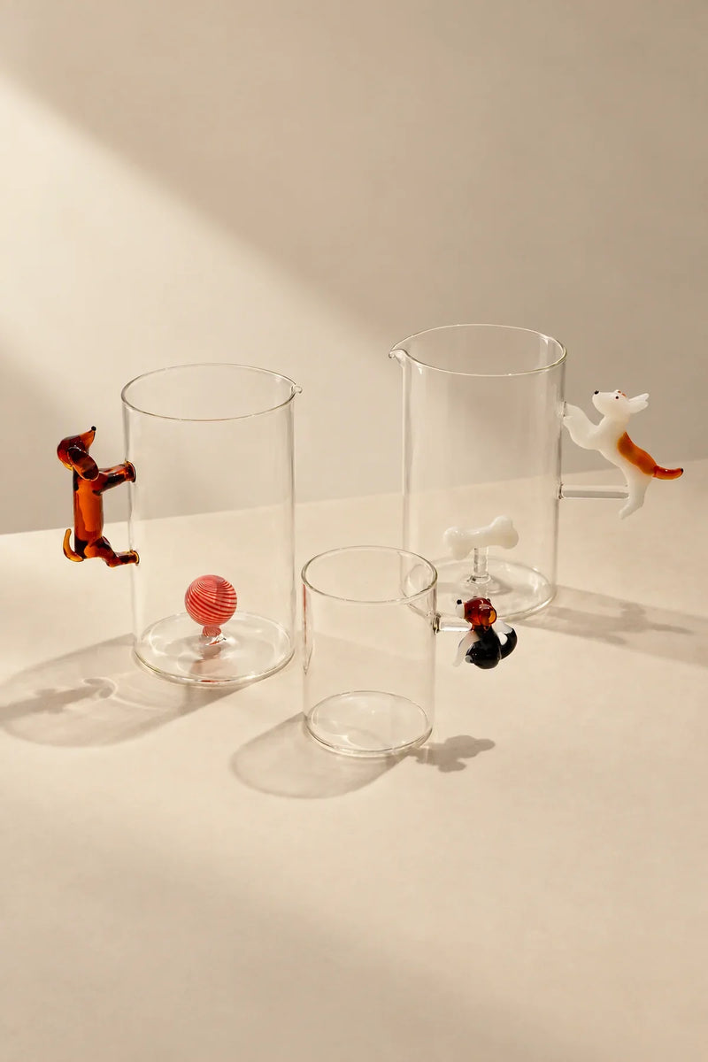 Studio Picnic Clear Glass Dog Pitcher