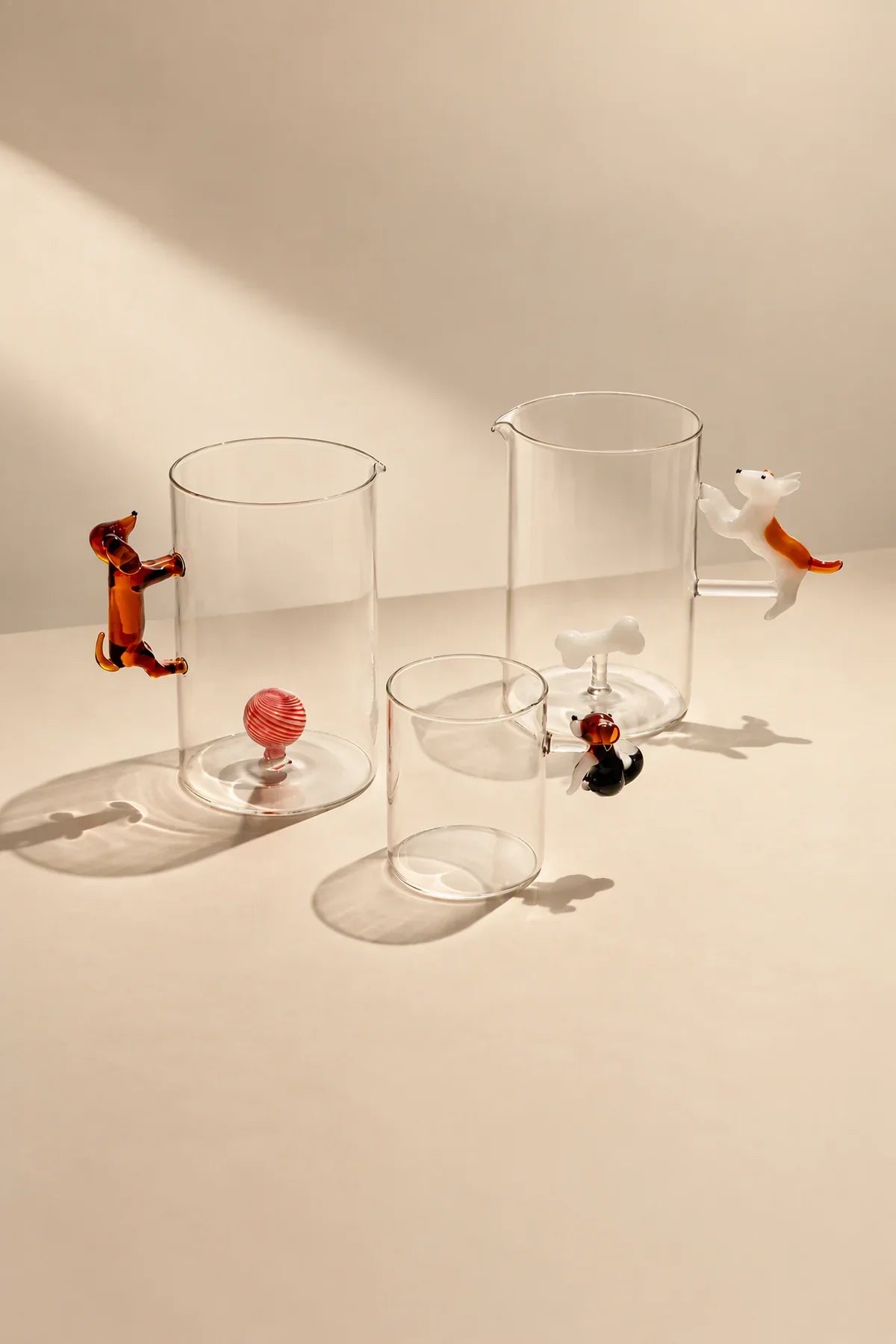 Studio Picnic Clear Glass Dog Pitcher