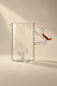 Studio Picnic Clear Glass Dog Pitcher