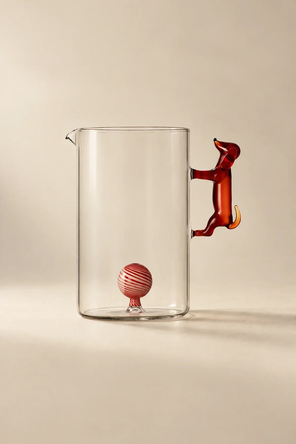 Studio Picnic Clear Glass Dog Pitcher