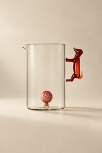 Studio Picnic Clear Glass Dog Pitcher