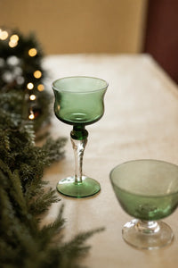 Meadow Hour Green Glass Goblet
