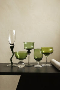 Meadow Hour Green Glass Goblet