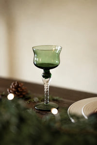 Meadow Hour Green Glass Goblet