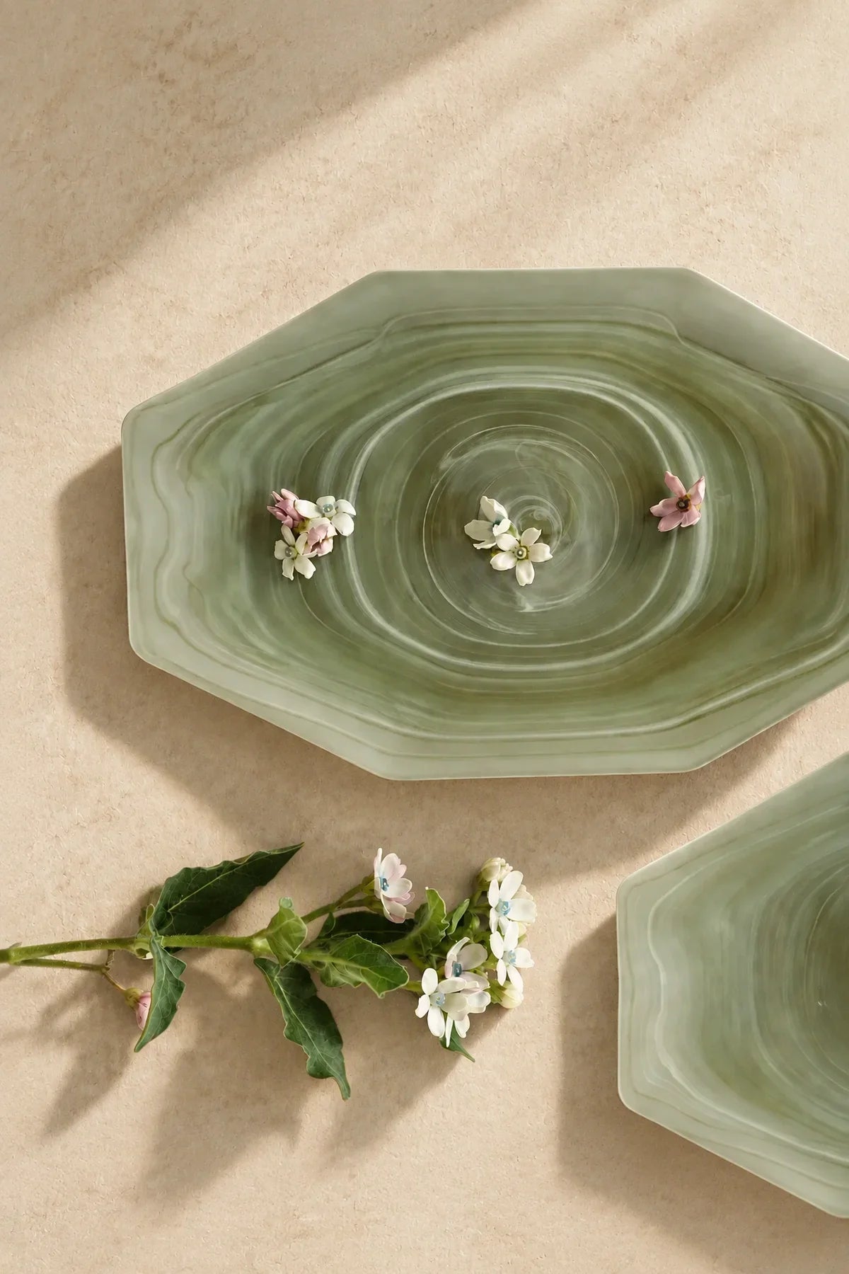 Still Current Sage Glass Serving Bowl