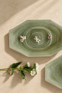 Still Current Sage Glass Serving Bowl