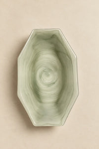 Still Current Sage Glass Serving Bowl