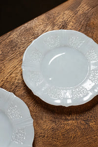 Moonlit Garden Translucent White Glass Dessert Plate