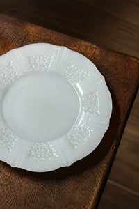 Moonlit Garden Translucent White Glass Dessert Plate