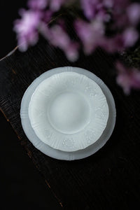 Moonlit Garden Translucent White Glass Dessert Plate