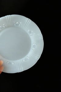 Moonlit Garden Translucent White Glass Dessert Plate