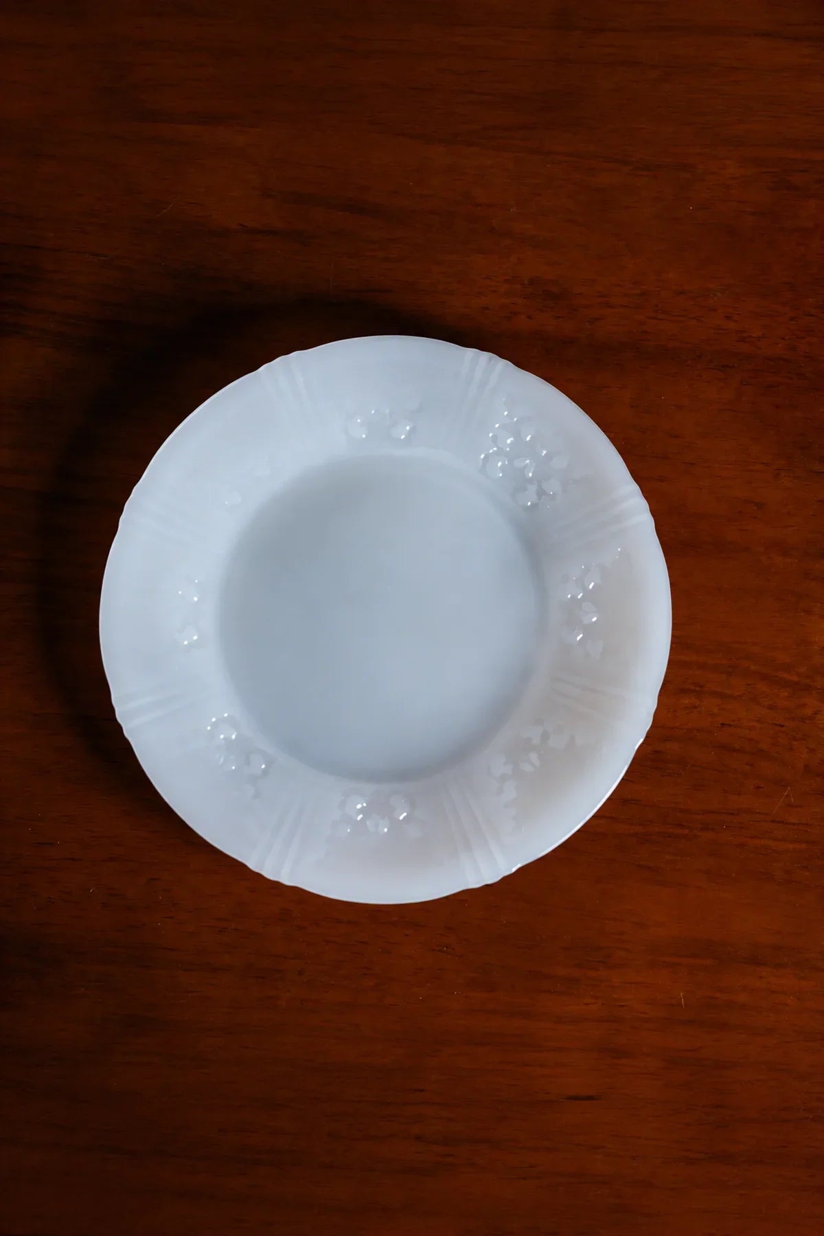 Moonlit Garden Translucent White Glass Dessert Plate