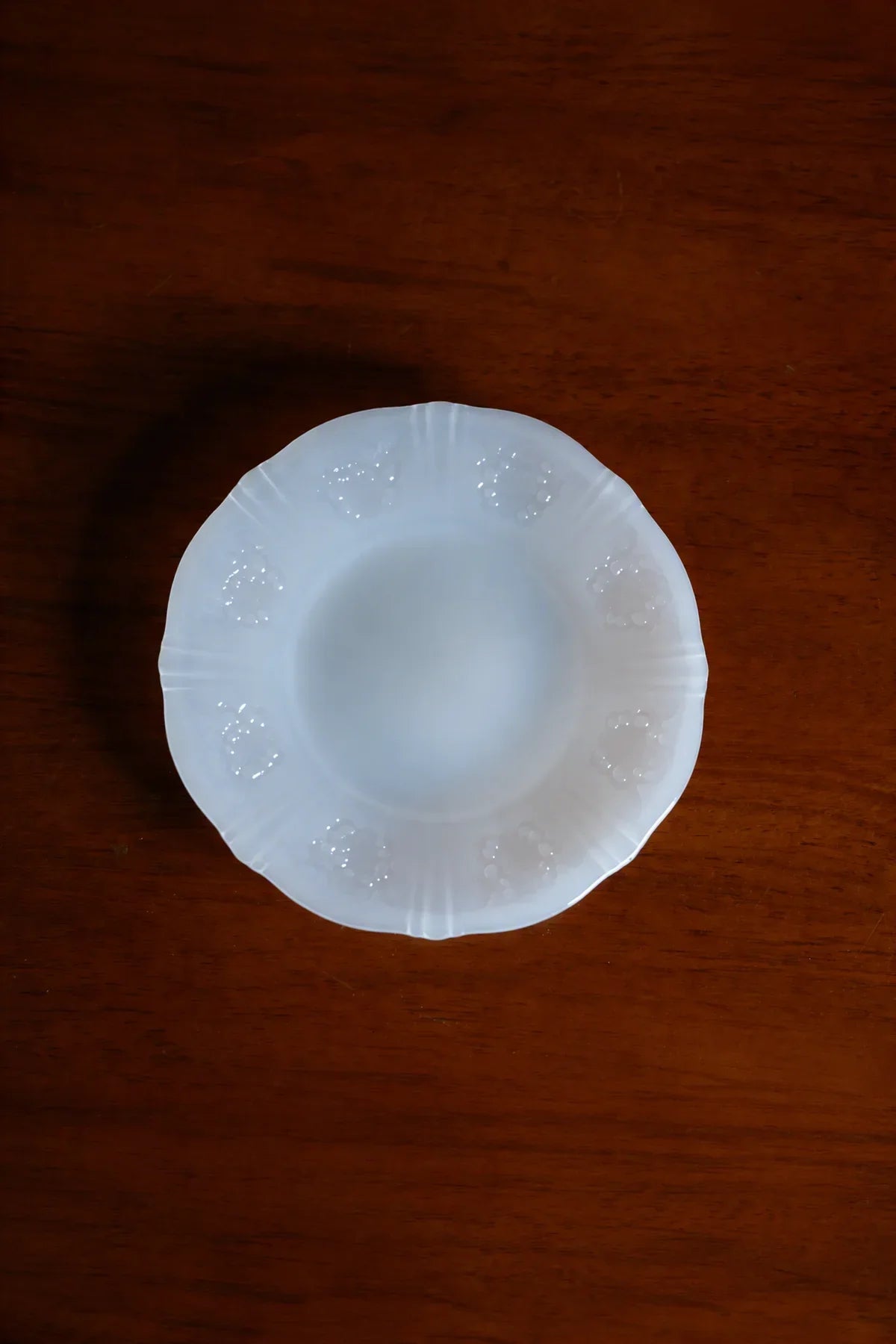 Moonlit Garden Translucent White Glass Dessert Plate