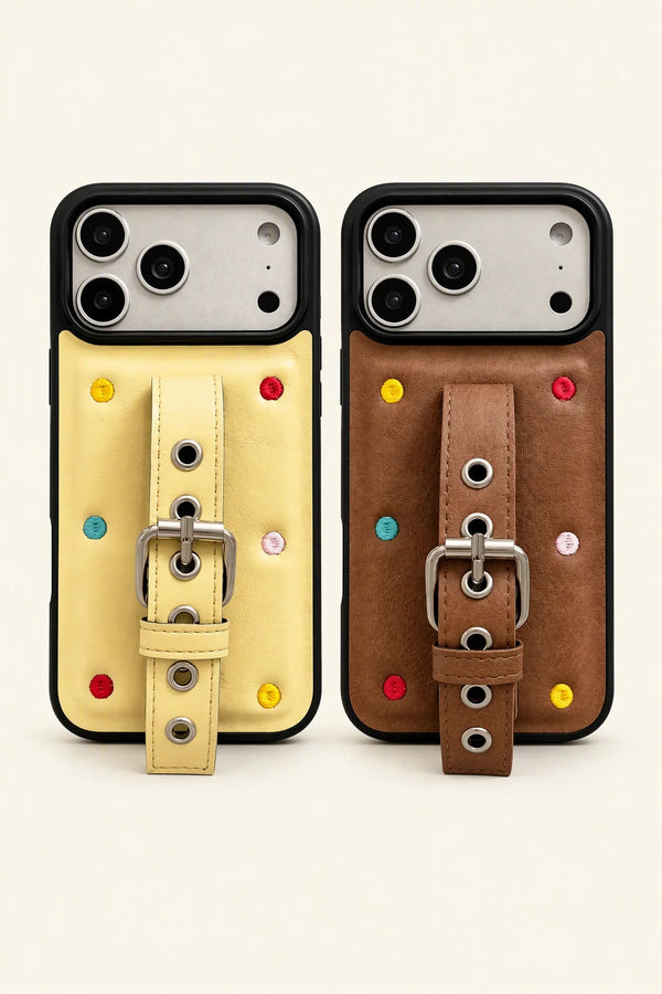 Buckle Up Tonal Leather-Look Phone Case