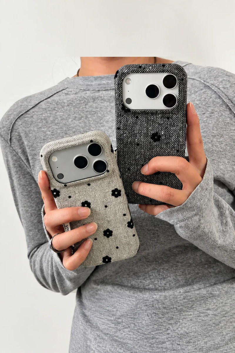 Meadow Hour Grey Fabric Phone Case