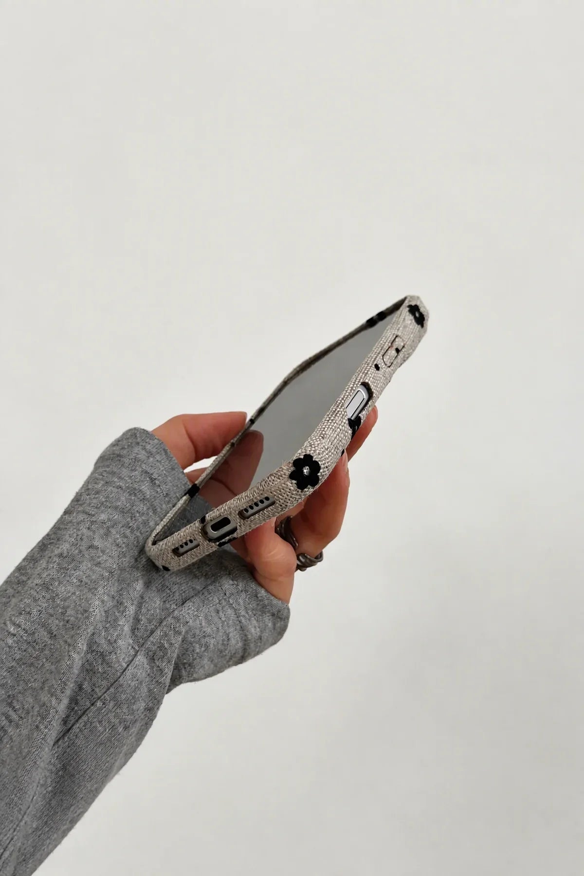 Meadow Hour Grey Fabric Phone Case