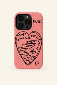 Love Notes Pink Denim-Look Fabric Phone Case
