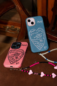 Love Notes Pink Denim-Look Fabric Phone Case