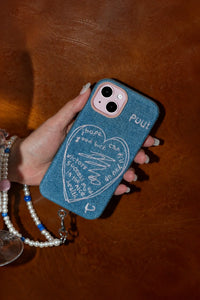 Love Notes Pink Denim-Look Fabric Phone Case