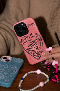 Love Notes Pink Denim-Look Fabric Phone Case