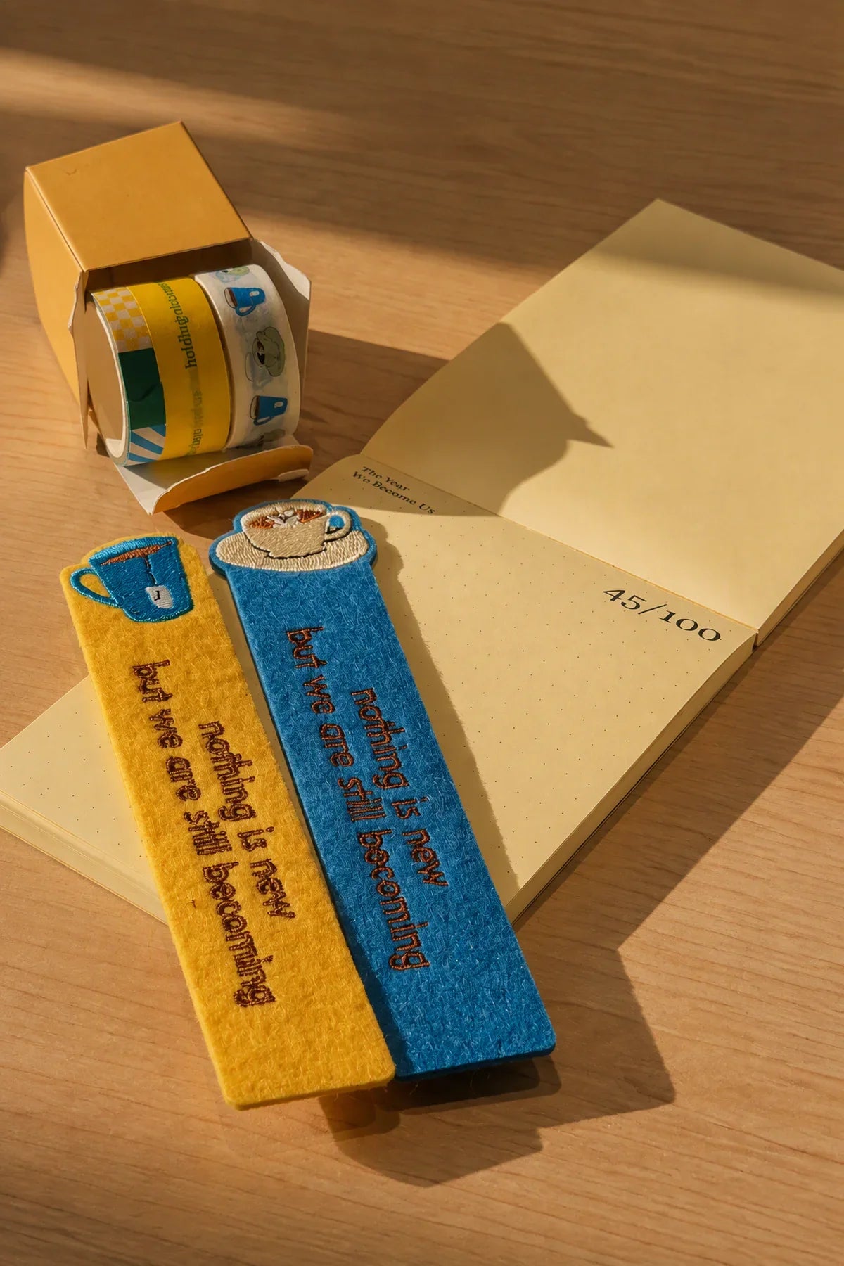 Still Becoming Blue Embroidered Felt Bookmark