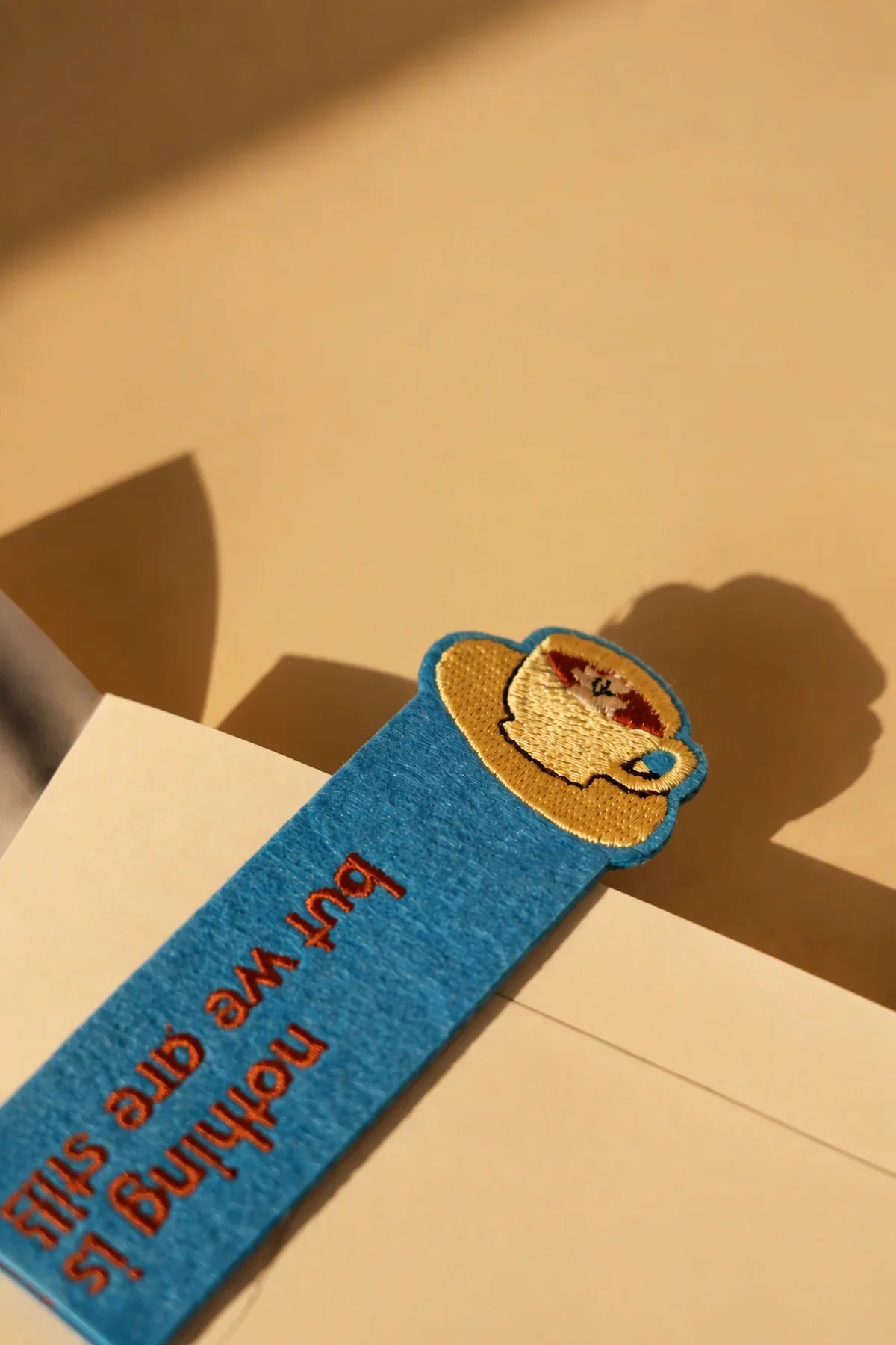 Still Becoming Blue Embroidered Felt Bookmark