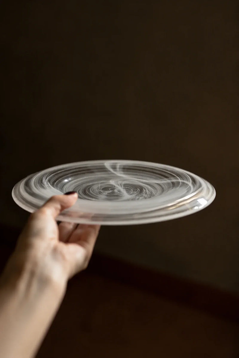 Cloud Current Clear Glass Dessert Plate