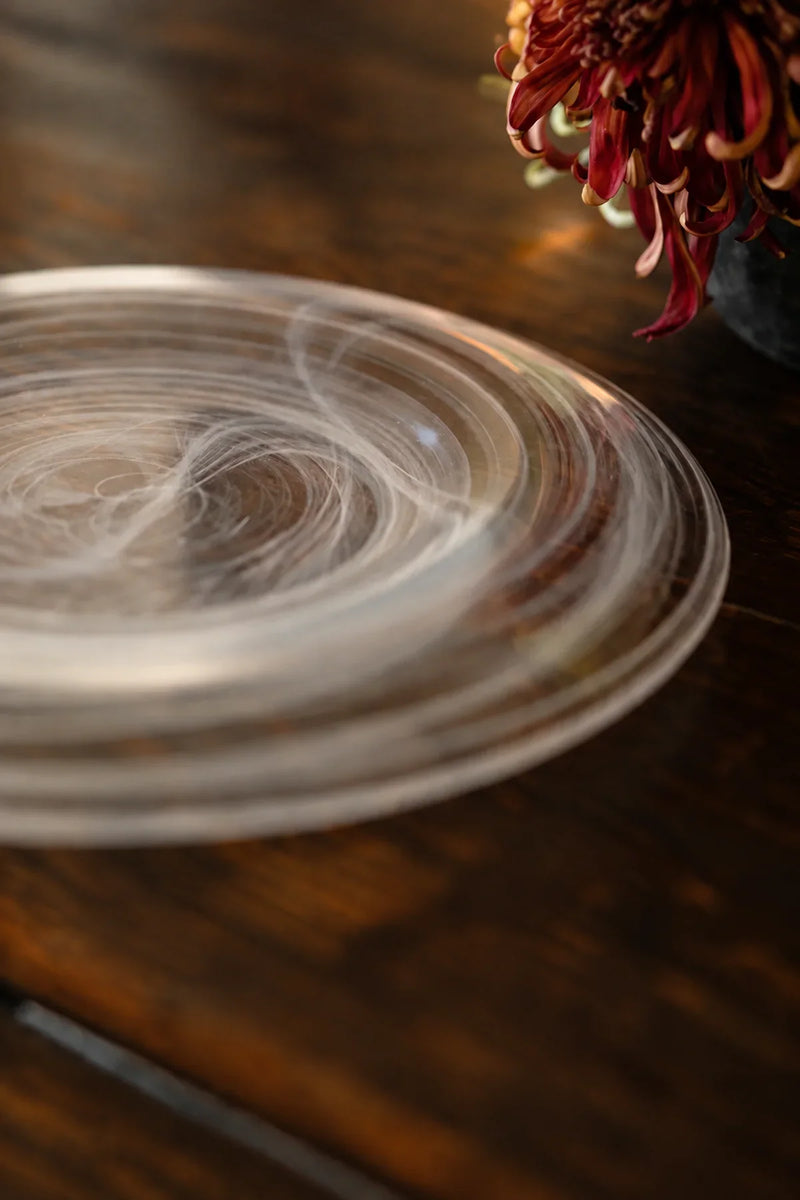 Cloud Current Clear Glass Dessert Plate