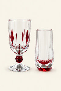 Prism Light Red Faceted Glass Cup